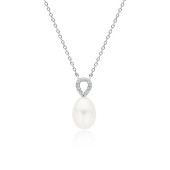 Colier argint cu perla naturala alba si pietre DiAmanti SK22527N_W-G